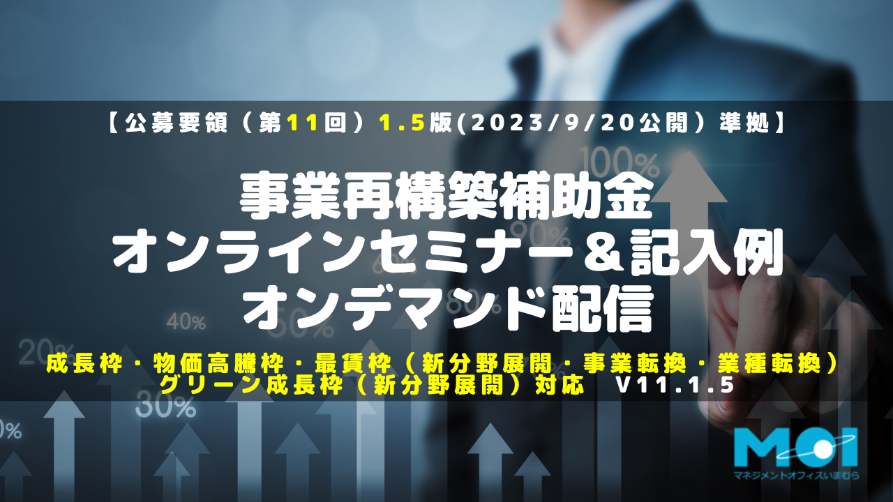 事業再構築補助金オンラインセミナー＆記入例（オンデマンド）